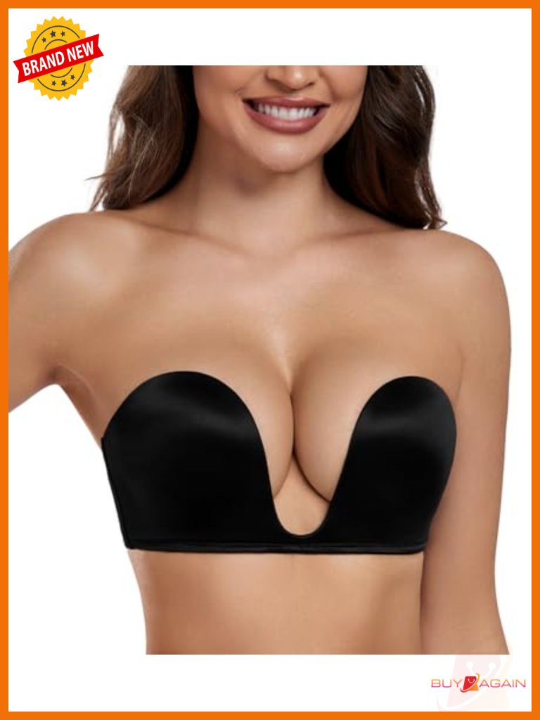 Plunge Deep U Strapless Bra Push Up Demi Everyday Seamless Underwire Multiway
